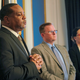Pittsburgh Mayor Ed Gainey listens to a question during a press conference to discuss the results of an internal investigation into the death of Jim Rogers after being tasered by Pittsburgh police officers last year, on Wednesday, March 23, 2022 at the City-County Building, downtown Pittsburgh.